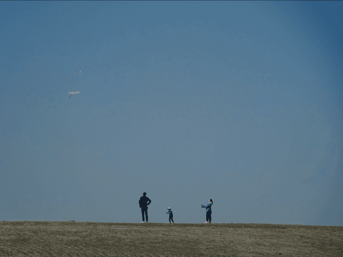 Flying kites in the spring breeze